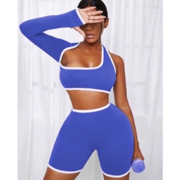 One Shoulder Top & High Waisted Matching Short Set - Picture 1 of 7